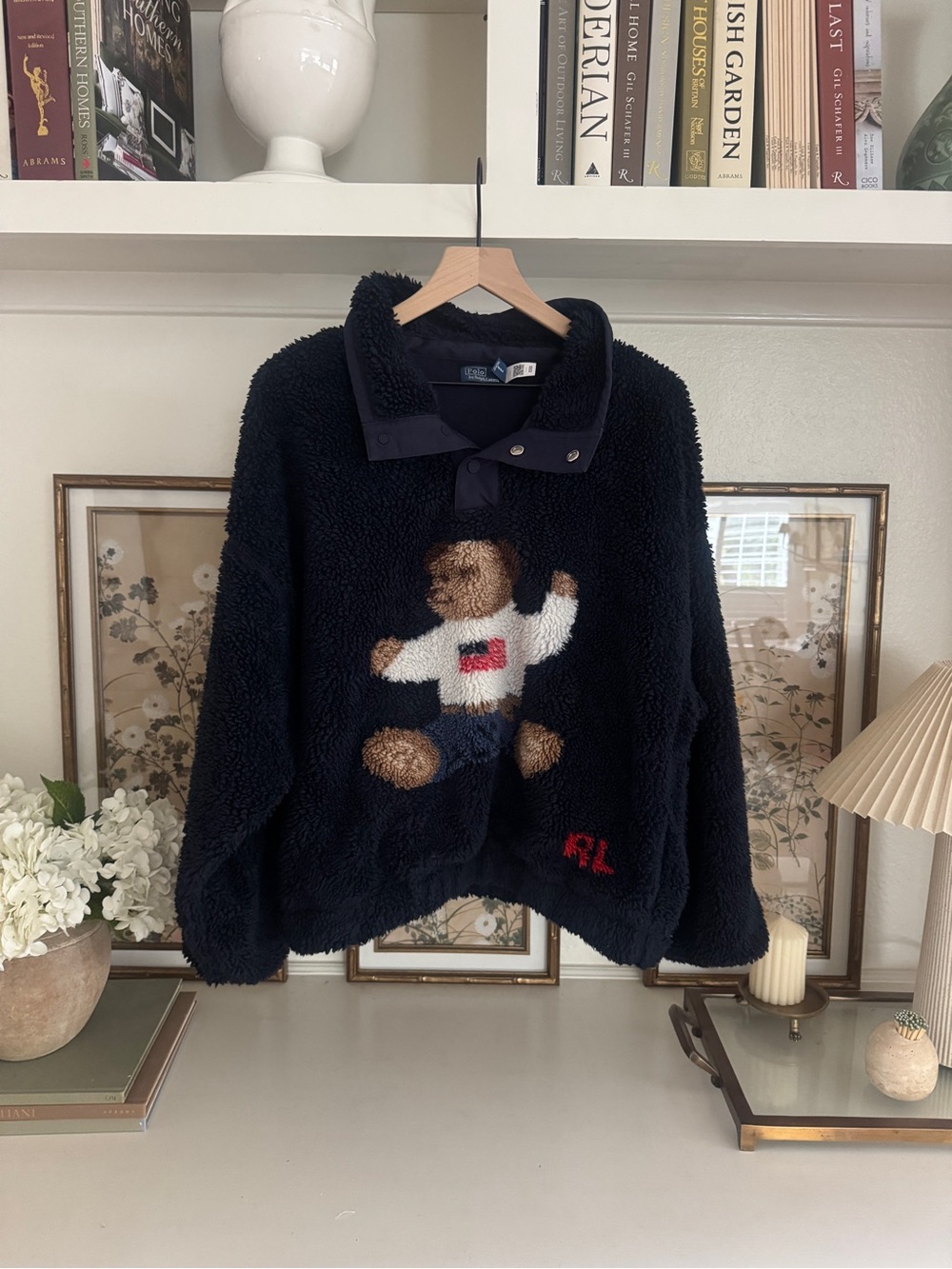Ralph Lauren Polo Bear Flag Fleece Mockneck Sweater